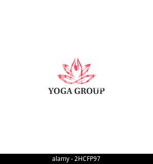 Minimalist design Yoga Group flower logo design Stock Vector