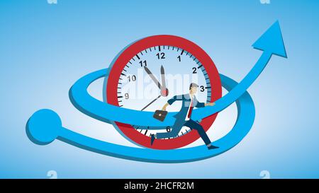 Running to deliver in time. Vector illustration. Dimension 16:9. EPS10. Stock Vector