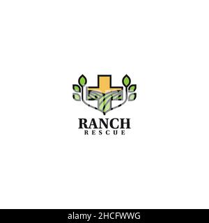 Modern design Ranch Rescue protect logo design Stock Vector