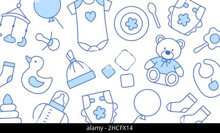 Baby store business card outline design template. Stock Vector