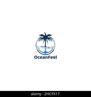 Minimalist design Ocean feel beauty logo design Stock Vector