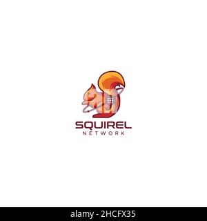 Modern flat colorful Squirrel network logo design Stock Vector