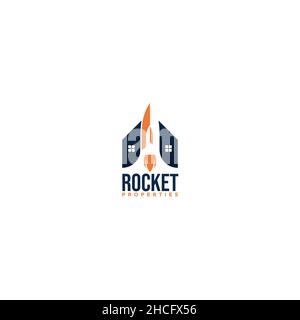 Modern colorful Rocket Properties logo design Stock Vector