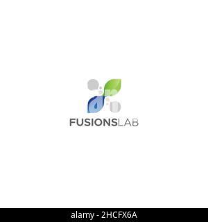 Minimalist flat letter Fusions Lab logo design Stock Vector