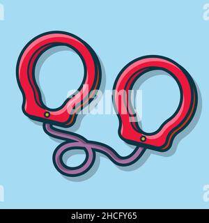 handcuffs isolated cartoon vector illustration in flat style Stock Vector