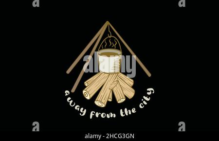 away from the city design camping monogram text vector template Stock Vector