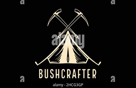 bushcraft camping monogram text vector template Stock Vector