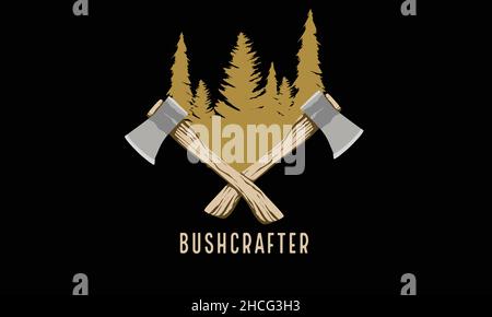 bushcraft camping monogram text vector template Stock Vector