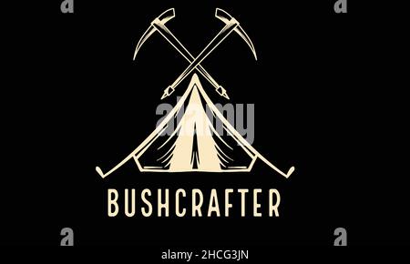 bushcrafter camping monogram text vector template Stock Vector