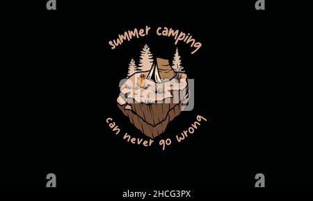 summer camping can never go wrong  camping monogram text vector template Stock Vector