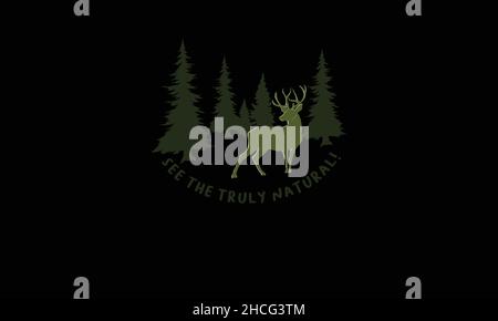 see the truly nature  deer camping monogram text vector template Stock Vector
