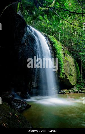 Buderim Falls, also known as Serenity Falls is a small waterfall on the Sunshine Coast, Queensland. Stock Photo