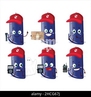 Ghost hunter cartoon Pen character using camera. Vector illustration Stock Vector