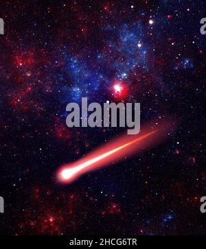 Red comet in deep space Stock Photo