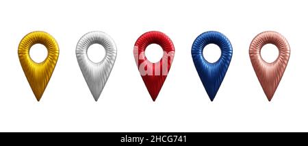 Realistic 3d map pin pointers collection vector illustration Stock ...