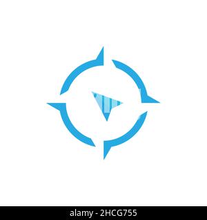 modern blue compass with arrow logo design vector graphic symbol icon sign illustration creative idea Stock Vector