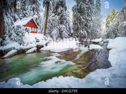 Franklin Falls trail near Snoqualmie Pass in Washington state. Stock Photo