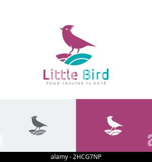 Cute Little Bird Nest Sound Nature Peace Simple Logo Stock Vector