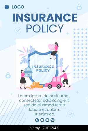 Insurance Policy Post Template Flat Design Illustration Editable of Square Background to Social media, Greeting Card or Web Stock Vector