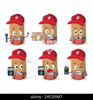 Ghost hunter cartoon Pencil character using camera. Vector illustration Stock Vector