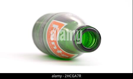 Leeuwarden, the Netherlands on november 22, 2021: Retro glass bottle of Fanta brand (1967) Stock Photo