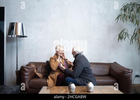 Senior woman excited about a marriage proposal Stock Photo