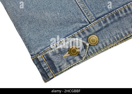 Closeup of Denim Jeans Button Isolated on White Background with Clipping path Stock Photo