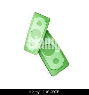 Dollar banknote. Green paper bill. Fly cartoon money isolated on white background. Vector illustration Stock Vector