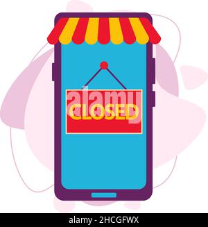 The store in the phone with the inscription closed. Stock Vector