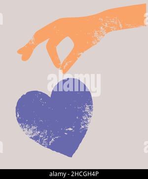 Boho style hand with boho. Vintage postcard. Day of love. Stock Vector