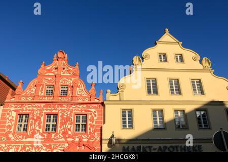 Luckau, Brandenburg, Germany: Baroque Buildings around the main square Stock Photo