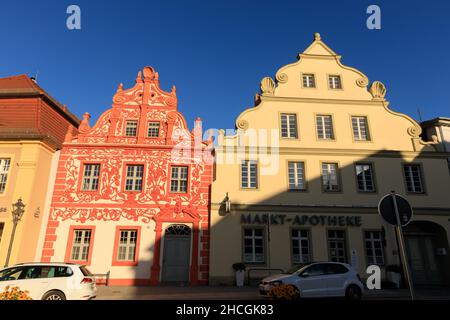 Luckau, Brandenburg, Germany: Baroque Buildings around the main square Stock Photo