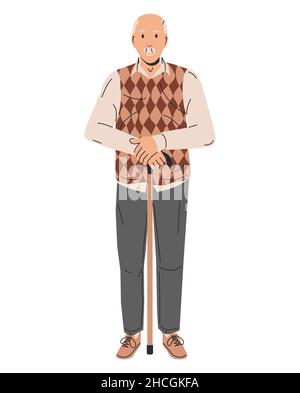 Old man walking with cane Stock Vector Image & Art - Alamy