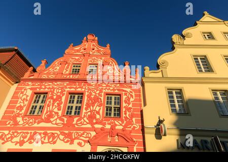 Luckau, Brandenburg, Germany: Baroque Buildings around the main square Stock Photo