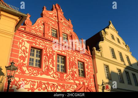 Luckau, Brandenburg, Germany: Baroque Buildings around the main square Stock Photo