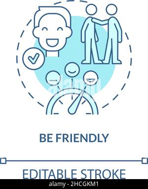 Be friendly turquoise concept icon Stock Vector