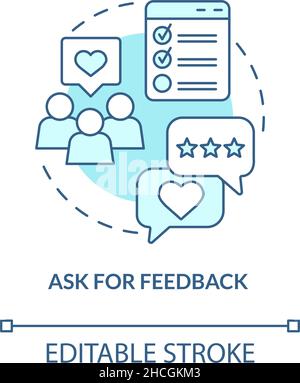 Ask for feedback turquoise concept icon Stock Vector