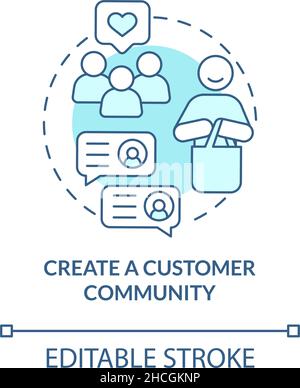 Create customer community turquoise concept icon Stock Vector