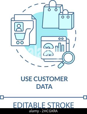 Use customer data turquoise concept icon Stock Vector