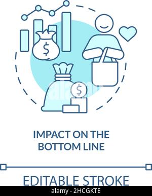 Impact on bottom line turquoise concept icon Stock Vector