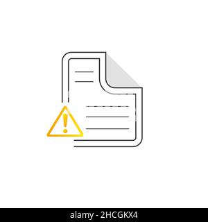 document warning icon. Exclamation mark. Warning Information sign symbol template. Stock Vector illustration isolated on white background. Stock Vector
