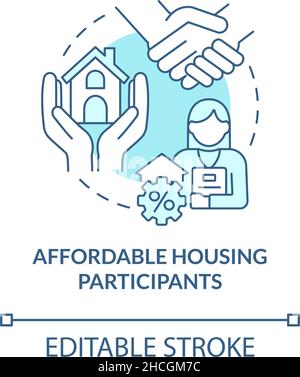 Affordable housing participants turquoise concept icon Stock Vector