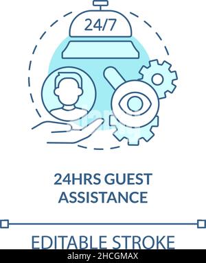 Constant guest assistance turquoise concept icon Stock Vector