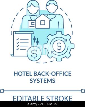 Hotel back-office systems turquoise concept icon Stock Vector