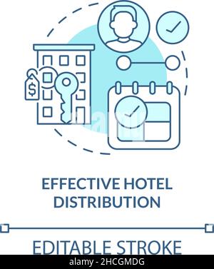Effective hotel distribution turquoise concept icon Stock Vector