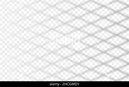 Overlay shadow of rabitz net. Fence reflection on transparent background. Blured silhouette of grid. Vector illustration. EPS10 Stock Vector