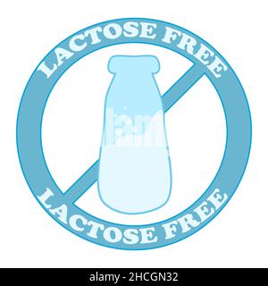 Lactose free sign isolated on white background.Lactose free logo icon.Contains no lactose icon for label for healthy dairy food product package.Vector Stock Vector