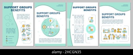 Support groups advantages mint brochure template Stock Vector
