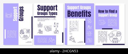Support groups purple brochure template Stock Vector