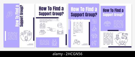 Finding support groups purple brochure template Stock Vector